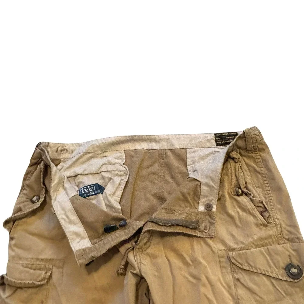 Polo Ralph Lauren Mens Tan Cotton Ripstop Military Cargo Pants Straight‎ 42x32
